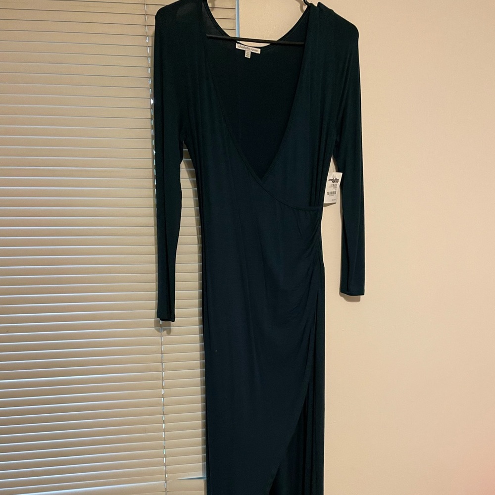 Deep V Long Sleeve Dress